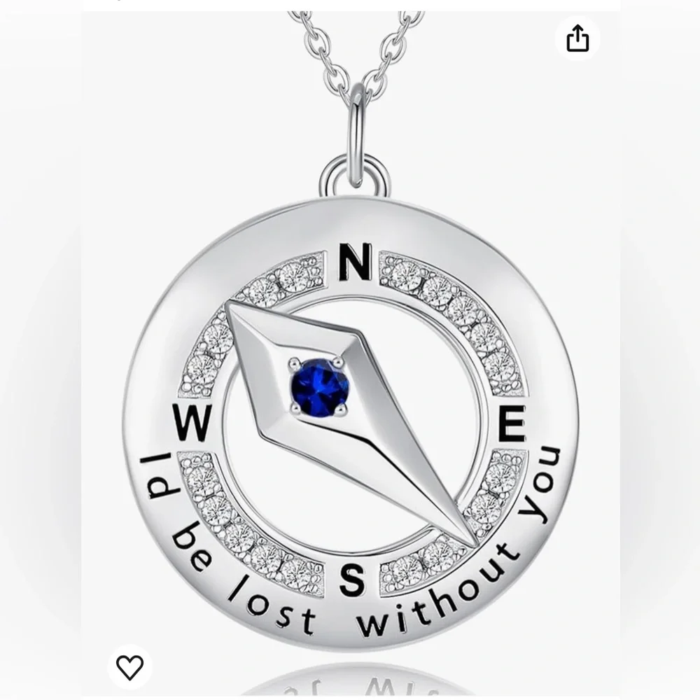 Fancime silver compass necklace - Picture 1 of 2